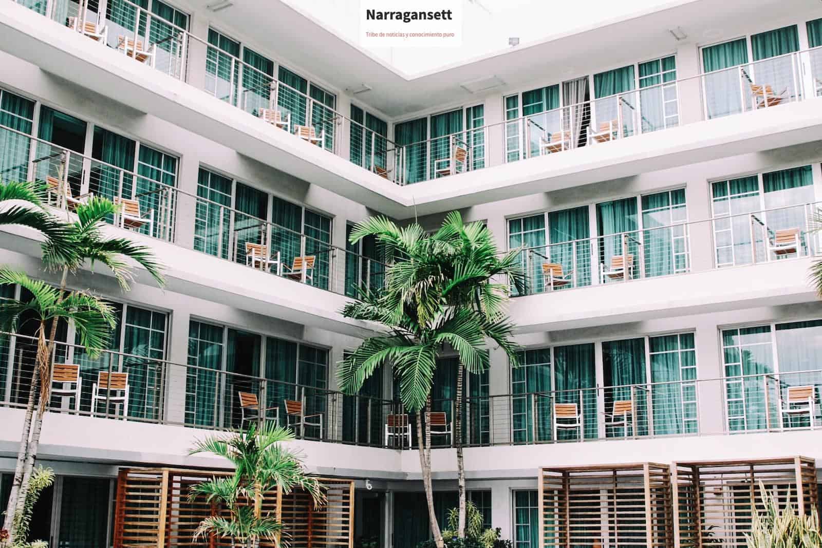 coconut palm trees in hotel lobby