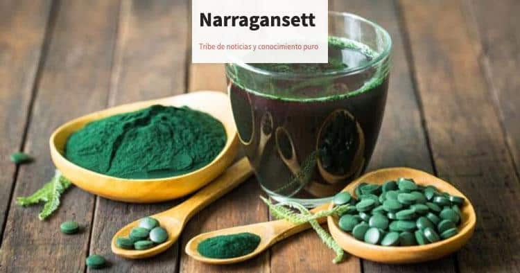 espirulina en una mesa en diferentes formas