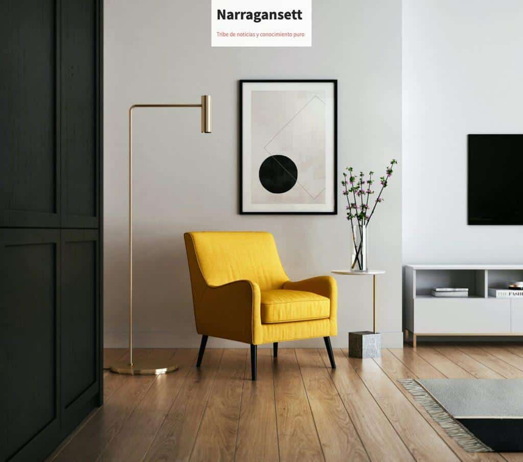 brown wooden framed yellow padded chair